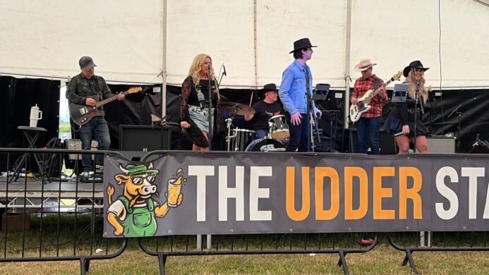 The Wild Ones Country Band performing live on a festival stage at a UK outdoor event