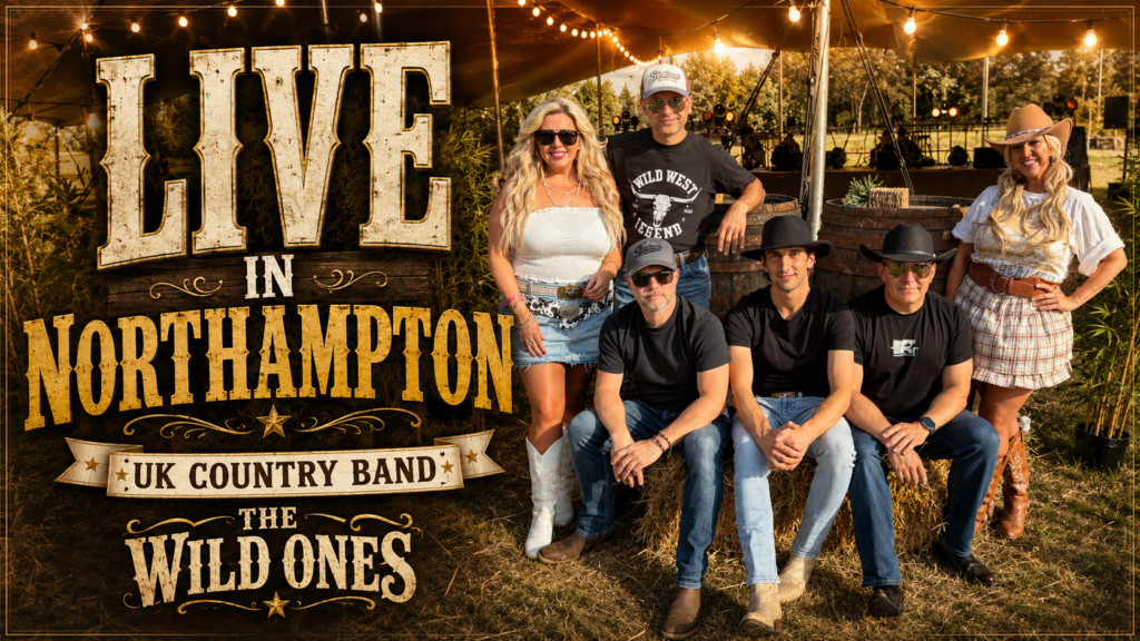 The Wild Ones Country Band live in Northampton promotional thumbnail with the band in a western-style event setting